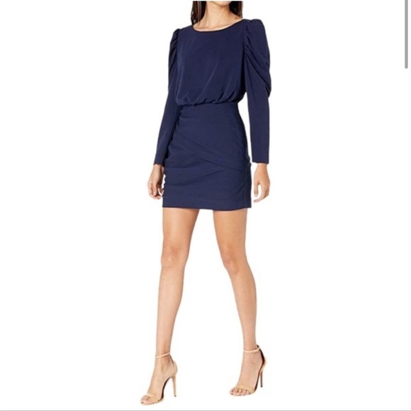 La Vie Rebecca Taylor French Terry Dress Navy Blue - Picture 2 of 10